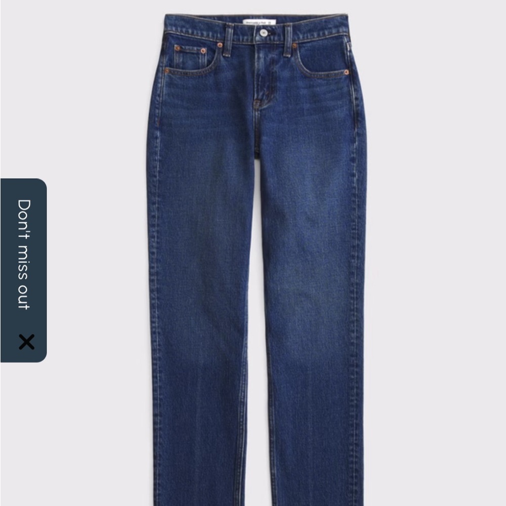 Abercrombie Mid Rise 90s Straight Frayed Hem Jean Medium Fray Hem